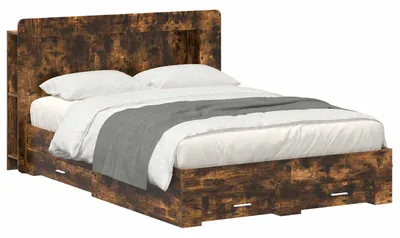 Zdjęcie produktu dla Rama łóżka z przechowywaniem Dąb wędzony 150 x 200 cm