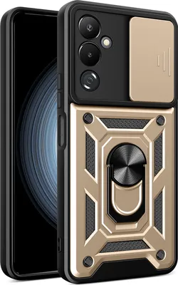 Produktbild von Hülle für Tecno Pova 4 mit Ring Ständer Halter Dia Kameraschutz TPU PC Hybrid Handyhülle Gold