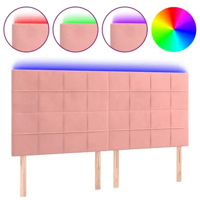 Produktbild von vidaXL LED Kopfteil Rosa 160x5x118/128 cm Samt