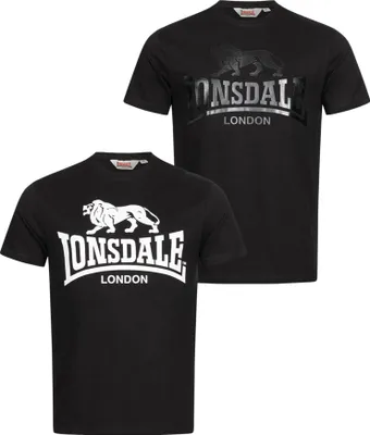 Image de T-shirt hommes coupe régulière double pack KELSO Noir/Noir L Lonsdale