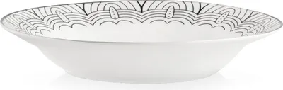 Obrázok produktu pre Elegantný biely porcelánový riad s čiernym dekorom, vhodný do umývačky riadu