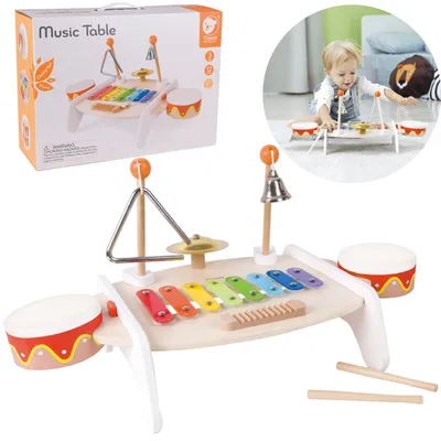 Produktbild von OEM - CLASSIC WORLD Musikinstrumentensatz für Kinder Xylophon Becken Becken Trommeln Beckenstöcke Dreieckige Glocke 9 Stück.