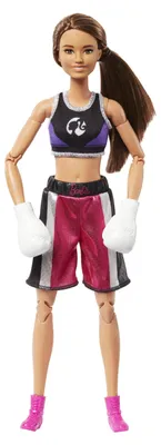 Produktbild von Barbie Made to Move Boxerin-Puppe und Accessoires, brünette Puppe mit Sportdress und Boxhandschuhen, Modepuppe, Weiblich, 3 Jahr(e), Mädchen, 300 mm, Mehrfarbig