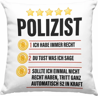 Produktbild von Trendation - Polizist Geschenk Deko-Kissen mit Füllung 40x40 mit Spruch Geschenke Polizei Männer Lustig (Grün)