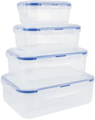 Immagine prodotto di Set di contenitori per alimenti in plastica senza BPA, 8 pezzi, adatti al microonde e al congelatore
