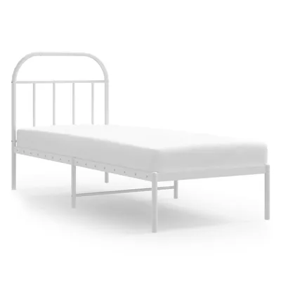 Obrázek produktu pro Kovový rám postele bez matrace s čelem bílý 75 x 190 cm