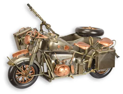 Produktbild von Blechmodell Militärmotorrad mit Beiwagen Replikat Retro Design Dekoration