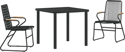 Produktbild von "2026 MODERNE" Garten Essgruppe - elegantes Design - Sitzgruppe/Tisch+ Stuhl - 3 pcs Schwarz Pulverbeschichteter Stahl - Terassenmöbel NeuMöbel222361