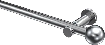 Produktbild von Interdeco Gardinenstange / Vorhangstange Chrom, Typ Platon Luino (Kugel) ohne Ringe, 20 mm Ø 1-läufig, 520 cm