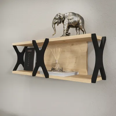 Image de Étagère murale Decorotika Seza, largeur 72 cm | Chêne clair & noir