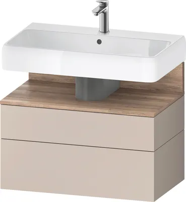 Image de Duravit Qatego Meuble sous-lavabo, 1 tiroir et 1 tiroir, 790x470x590mm, niche en chêne mamelonné, QA4394055910000