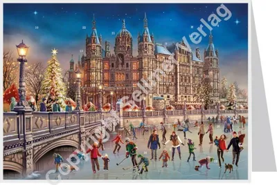 Immagine prodotto di Mini calendario dell'Avvento con il castello di Schwerin in formato cartolina da spedire