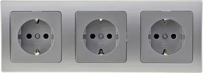 Produktbild von ChiliTec 23064 DELPHI Set 3 Steckdosen + 3-fach Rahmen 250V/ 16A, Steckanschluss, silber