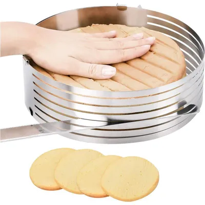 Imagen del producto de Molde para tartas de acero inoxidable ajustable, de 24 a 30 cm de diámetro, redondo, para pasteles, con altura ajustable, con escala, ideal para mousses, tiramisú, y de uso flexible