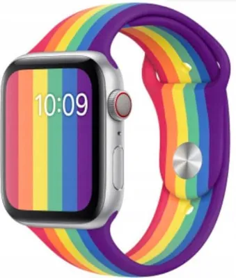 Produktbild von Sportarmband aus Gummi für Apple Watch 3 4 5 6 7 8 9 SE 38/40 mm Regenbogen