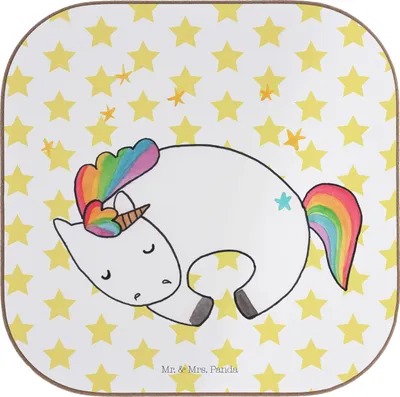 Produktbild von Mr. & Mrs. Panda Tischuntersetzer Einhorn Nacht - Weiß - Geschenk, Menschen, Ruhe, Untersetzer Gläser, Tasse, gläseruntersetzer, Einhörner, Coaster, Glas, Freundin