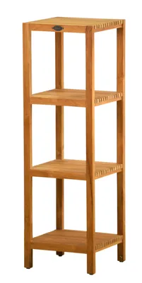 Produktbild von Badregal Holz Mariella Teak Badezimmerregal Premium Regal Massivholz 4 Etagen 128 cm hoch
