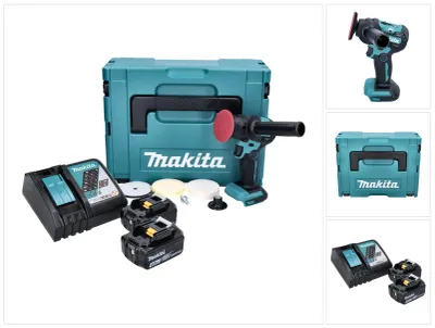 Image de Makita DPV 300 RMJ Polisseuse sans fil 18 V 50 / 80 mm Brushless + 2x batterie 4,0 Ah + chargeur + Makpac