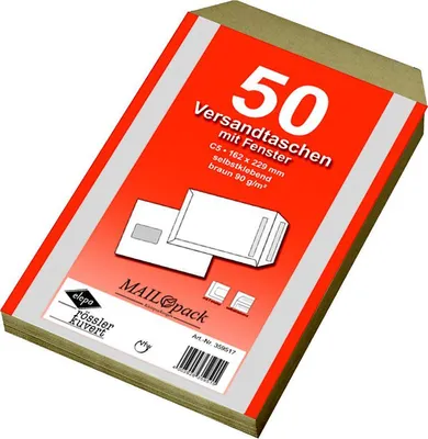 Produktbild von 100 (2x 50) Mailpack® Versandtaschen C5 braun mit Fenster
