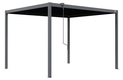 Produktbild von PRIMEYARD Pergola 3x3,5 m Pfosten und Lamellendach aus Stahl - anthrazitfarbene Terrassenüberdachung