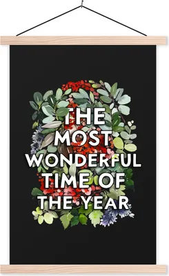 Produktbild von MuchoWow® Textilposter Weihnachten - Zitat - Aquarell 120x180 cm mit holzfarbenen Rahmen - Textil-Plakat