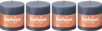 Image de lot de 4 bougies - hauteur 10 cm - diamètre 10 cm - Rustique - Bleu hortensia