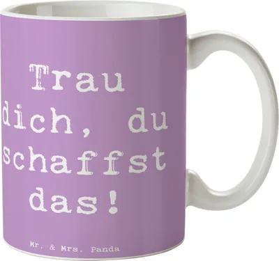 Produktbild von Mr. & Mrs. Panda haferl Spruch Angst überwinden - Lavendeltraum - Geschenk, Trost, Kaffeebecher, Lebenshilfe, Trinkbecher, Kaffeetasse, Tasse, Inspiration, Mutmacher