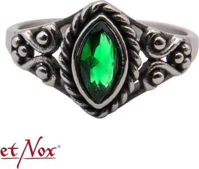 Produktbild von Ring Navette: Gothic Ring Damen mit grünem Zirkonia Stein 62 (19.7 mm Ø)