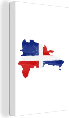 Obrázok produktu pre OneMillionCanvasses® - Plátno - 90x140 cm, Dominikánska republika - Mapa - Vlajka, nástenná umelecká dekorácia - fotografia na plátne - maľba na drevenom ráme - dekorácia na stenu - spálňa