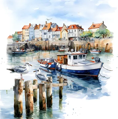 Produktbild von 20 Servietten Port Scene - Boot am Stadthafen 33x33cm