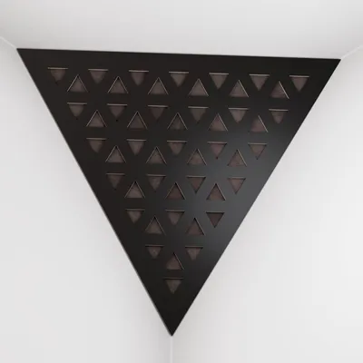 Produktbild von 2er-Pack – Deckenecken-Bassfalle "Triangle-F" | Pyramidenförmiger Akustikschaum mit laminierter HDF-Platte und Stoff [TRI -Schwarz|Braun]