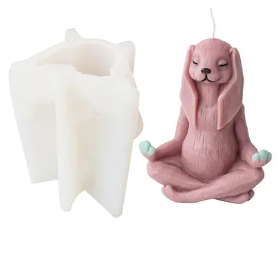 Image de Moule en silicone 3D en forme de lapin pour la fabrication de bougies, de savons, de pâtisseries, ou pour des travaux manuels sur le thème des animaux