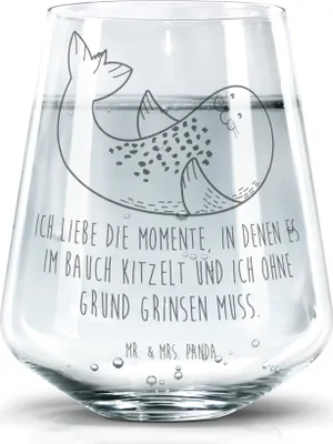 Produktbild von Mr. & Mrs. Panda Glas Robbe Liegen - Transparent - Geschenk, Meerestier, Wasserglas, Seehund, Wasserbecher, Robben, Trinkglas, Ostsee, Tumbler, Nordsee, Lustige Sprüche