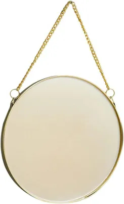 Image de Miroir mural rond - Miroir décoratif - Idéal pour se maquiller - Cadre en métal - 40 x 25,5 cm - Or