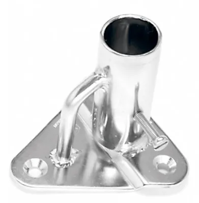 Produktbild von Relingfuß 5° gewinkelt für Rohr-Ø 25mm, Länge 85mm, Breite 86mm