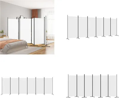 Produktbild von vidaXL 6 tlg. Paravent Weiß 520x180 cm Stoff - Raumteiler - Paravent - Raumtrenner - Trennwand
