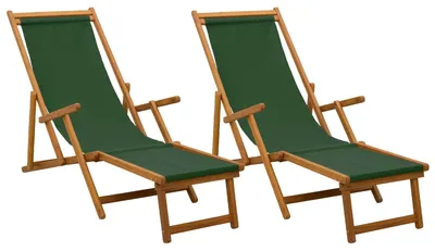 Immagine prodotto di vidaXL Lettino prendisole pieghevole, 2 pezzi, legno di eucalipto massello, 3 posizioni
