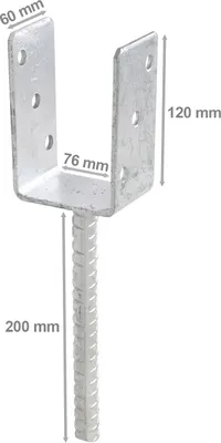 Produktbild von Pfostenträger verzinkt 76 x 120 x 60 x 4,0 mm