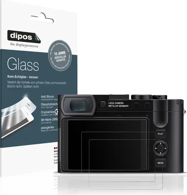 Produktbild von 2x Schutzfolie für Leica Q3 43 matt - Anti-Shock 9H Folie dipos Glass Kunststoffglas