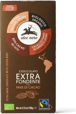 Produktbild von BITTERE SCHOKOLADE MIT KAKAOBOHNEN, FAIRTRADE, GLUTENFREI, , 100 g – ALCE NERO