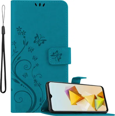 Immagine prodotto di Cadorabo cover per ZTE Blade A73 5G in BLU FLOREALE Cover protettiva dal design floreale con chiusura magnetica, funzione stand e slot per carte di credito Book Case Cover
