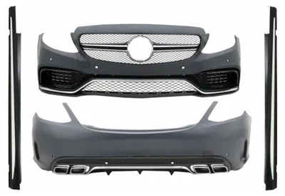 Productafbeelding van Bodykit voor Mercedes C-klasse W205 sedan, modeljaren 2014-2018, zijskirts in C63-design.