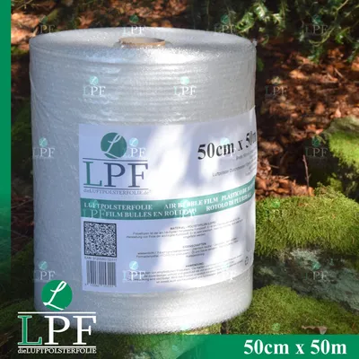 Produktbild von 1x Rolle Luftpolsterfolie Breite 50cm x Länge 50m / Versandfolie, Polsterfolie, Noppenfolie, Verpackungsmaterial