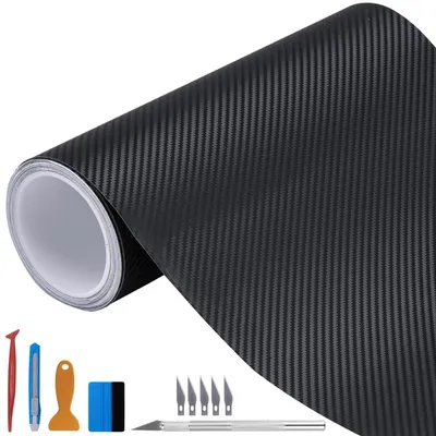 Productafbeelding van 3D-vinylfolie met carbonvezellook, blaasvrij, 100 x 300 cm, zwart