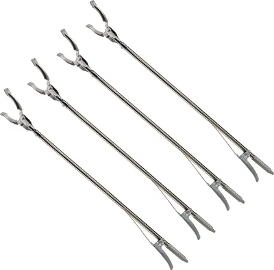 Produktbild von 4er Set Greifzange Müllzange Metall | Greifhilfe Abfall Müll 90cm | Greifer Greifarm Müllsammler | Müllgreifer Abfallgreifer