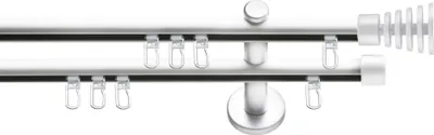 Produktbild von SN Deco Gardinenstange Innenlauf Gap, 19 mm, 2-läufig, Stahl, Komplett-Set mit Ringen, Profilträger, 320 cm, weiß