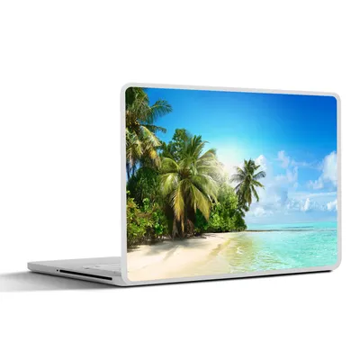 Produktbild von MuchoWow® Laptop Aufkleber Sticker Cover Meer - Palme - Strand - Tropisch - Blau - Grün 30x21 cm - Sticker für Laptop - Selbstklebend