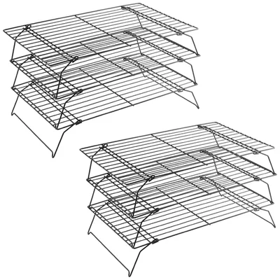 Abkühlgitter 2er-Set, 3 Etagen, stapelbar, 40x25 cm, schwarz
