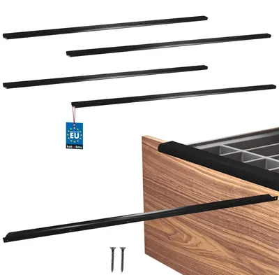 Image de KOTARBAU® Lot de 4 poignées de meuble pour armoires, 1000 mm, noir mat, ZnAl, poignées à visser par l'arrière, poignées de chant, poignées de tiroir, cuisine moderne