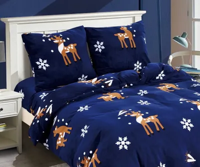 Zdjęcie produktu dla Pościel Plüsch – 135 x 200 cm – zestaw poszewki na kołdrę i poszewki na poduszki – Boże Narodzenie – mikrofibra bawełniana – 1 poszewka na poduszkę 70 x 80 cm